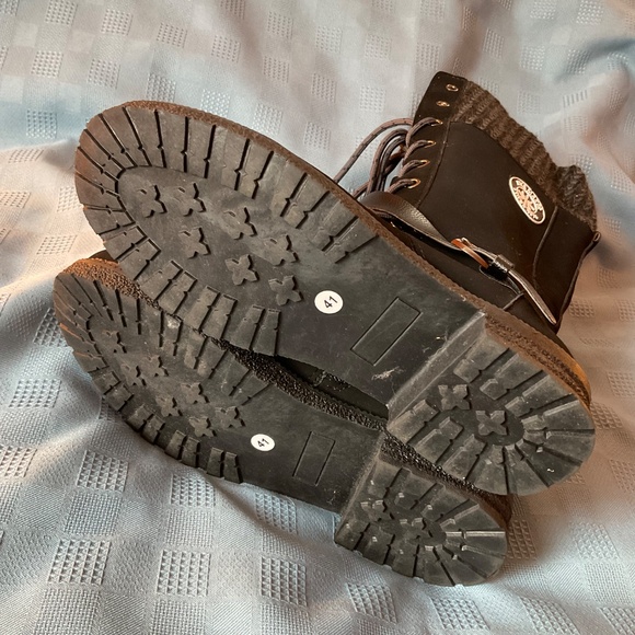 Rice Maker Women’s Zip Lace Boots Black Sz 41 (8) Faux Suede Knit Detail - Picture 6 of 11